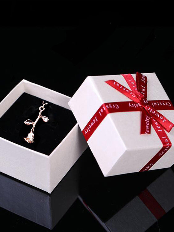 OGRLICA ROSE+ BIJELA POKLON KUTIJA "FLORIE" rose gold