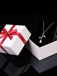 OGRLICA ROSE+ BIJELA POKLON KUTIJA "FLORIE" rose gold