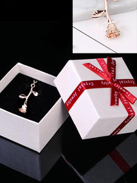 OGRLICA ROSE+ BIJELA POKLON KUTIJA "FLORIE" rose gold