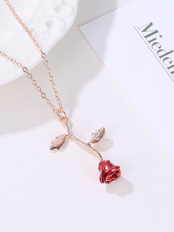 NECKLACE ROSE+ BLUE GIFT BOX "FLORIE" rose gold