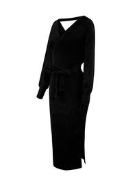 ELEGANT DRESS WITH BELT YARA black