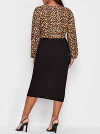 PLUS SIZE ELEGANTNA HALJINA CHERYLLE crna i leopard