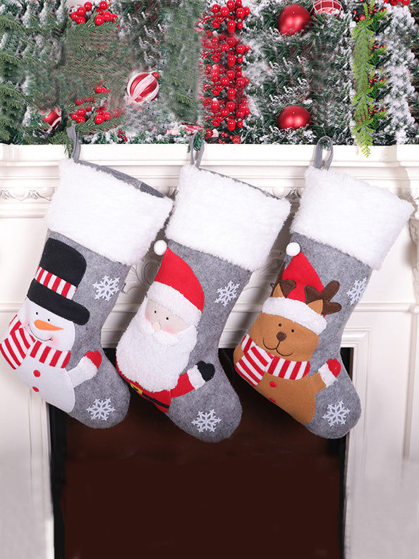 Ornaments Božićna čarapa poklon vrećica OREY siva (3 čarape u paketu)