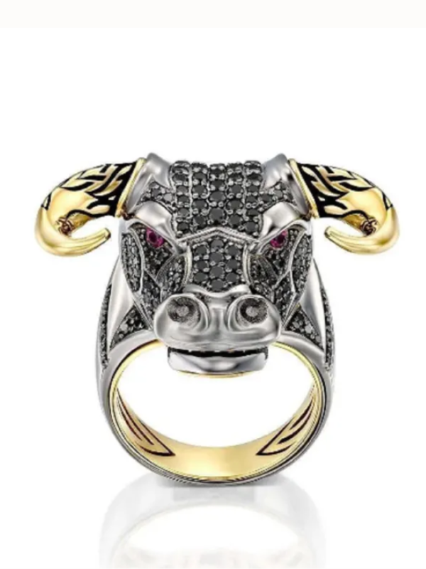 MEN RING HIBULL black and gold