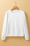 White Textured Puff Long Sleeve Round Neck Top