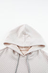 Parchment Drawstring Kangaroo Pocket Quilted Hooded Dress